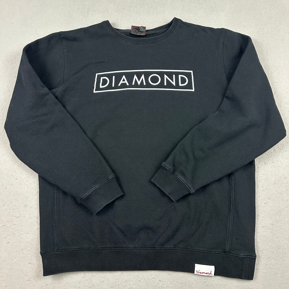 Diamond Supply Sweatshirt Men Large XL Solid Block Logo Crewneck Pullover
